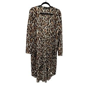 G by Guilana  open front midi length animal print lightweight cardigan XL